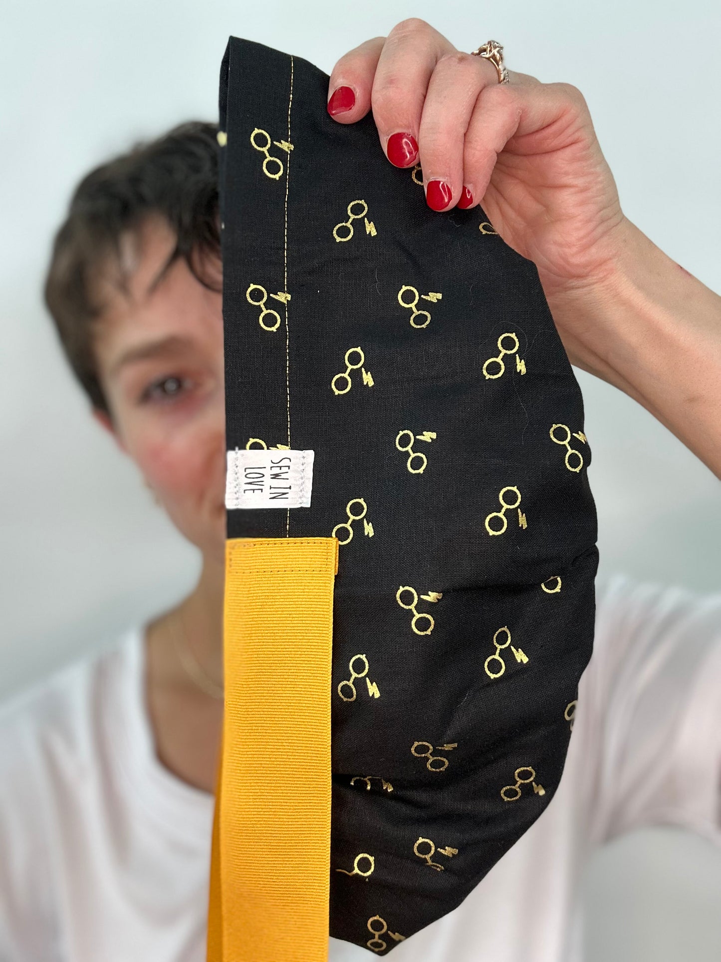 Ribbon Back-Golden Glasses: Euro-Style Scrub Cap