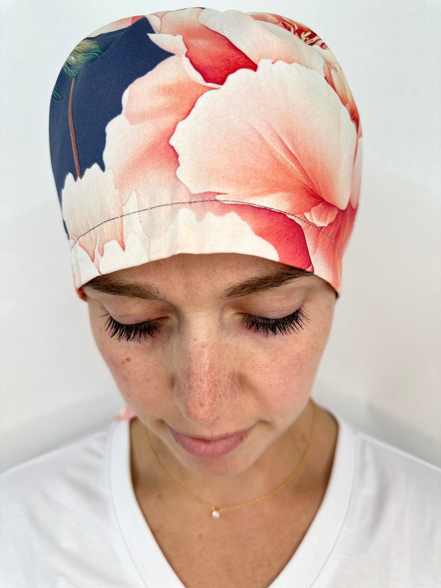Ribbon Back-Romantic Peonies: Euro-Style Scrub Cap