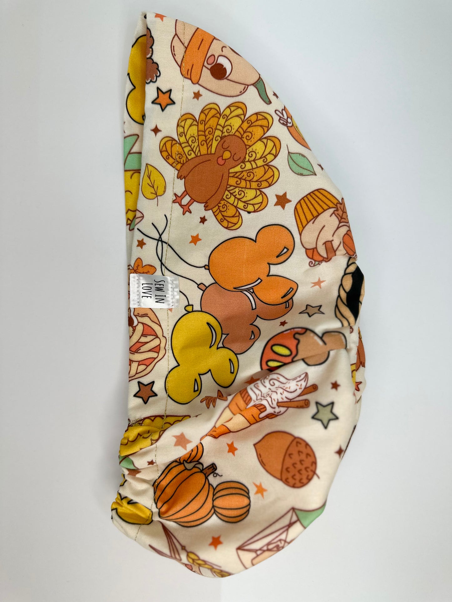 *Toggle Back* SATIN LINED- Mickey Pumpkin Patch: Euro-Style Scrub Cap