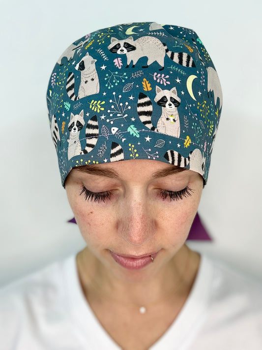 Ribbon Back- Ornery Racoons: Euro-Style Scrub Cap