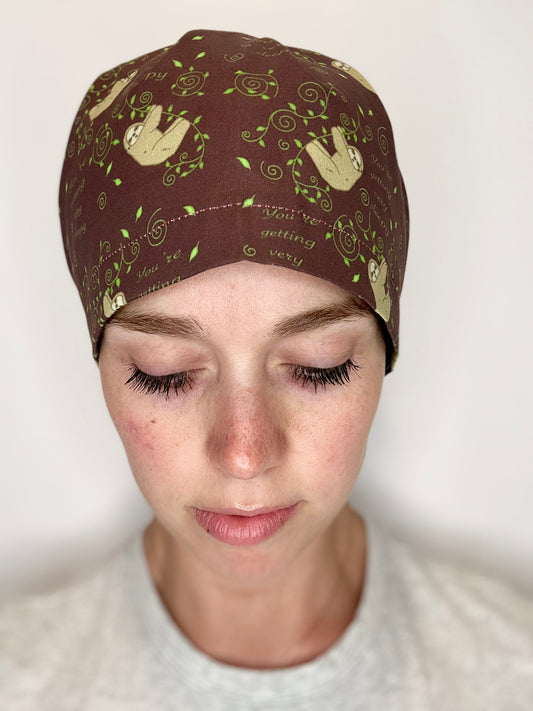 Toggle Back- Sleepy Sloths: Euro-Style Scrub Cap