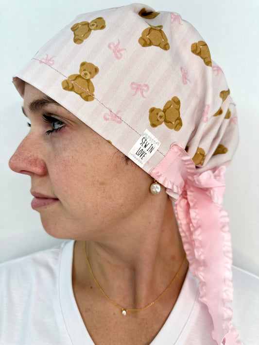 Ribbon Back-Teddy Bears and Bows: Euro-Style Scrub Cap
