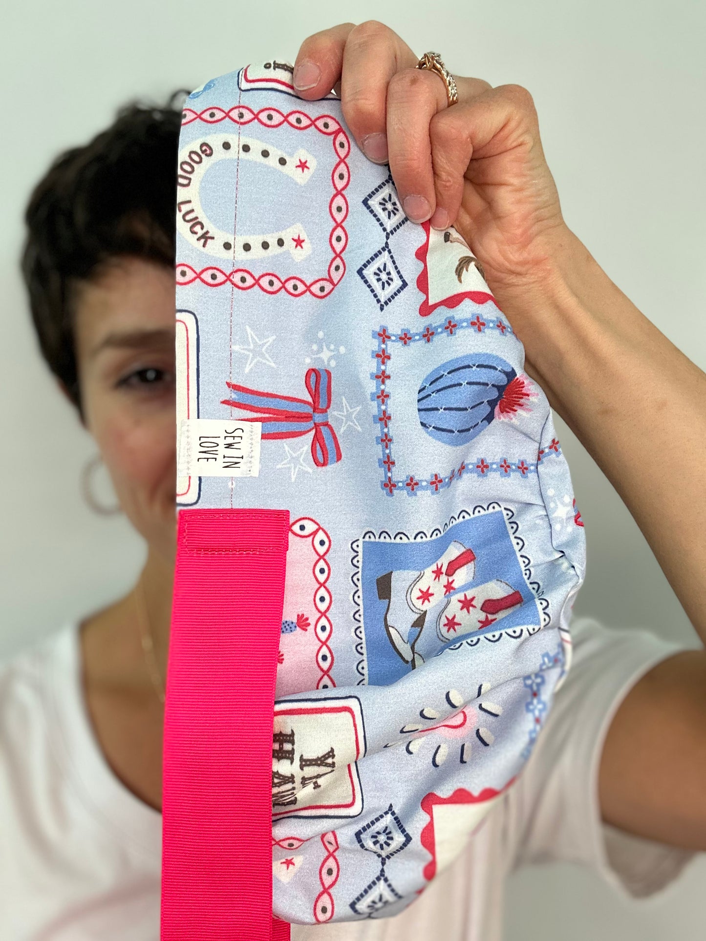 Ribbon Back - Cowgirl Postage: Euro-Style Scrub Cap