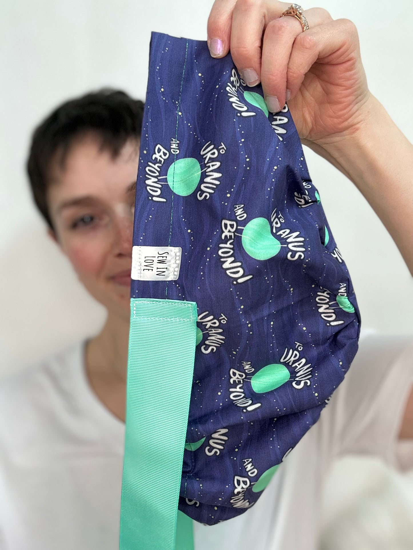 Ribbon Back- To Uranus and Beyond: Euro-Style Scrub Cap