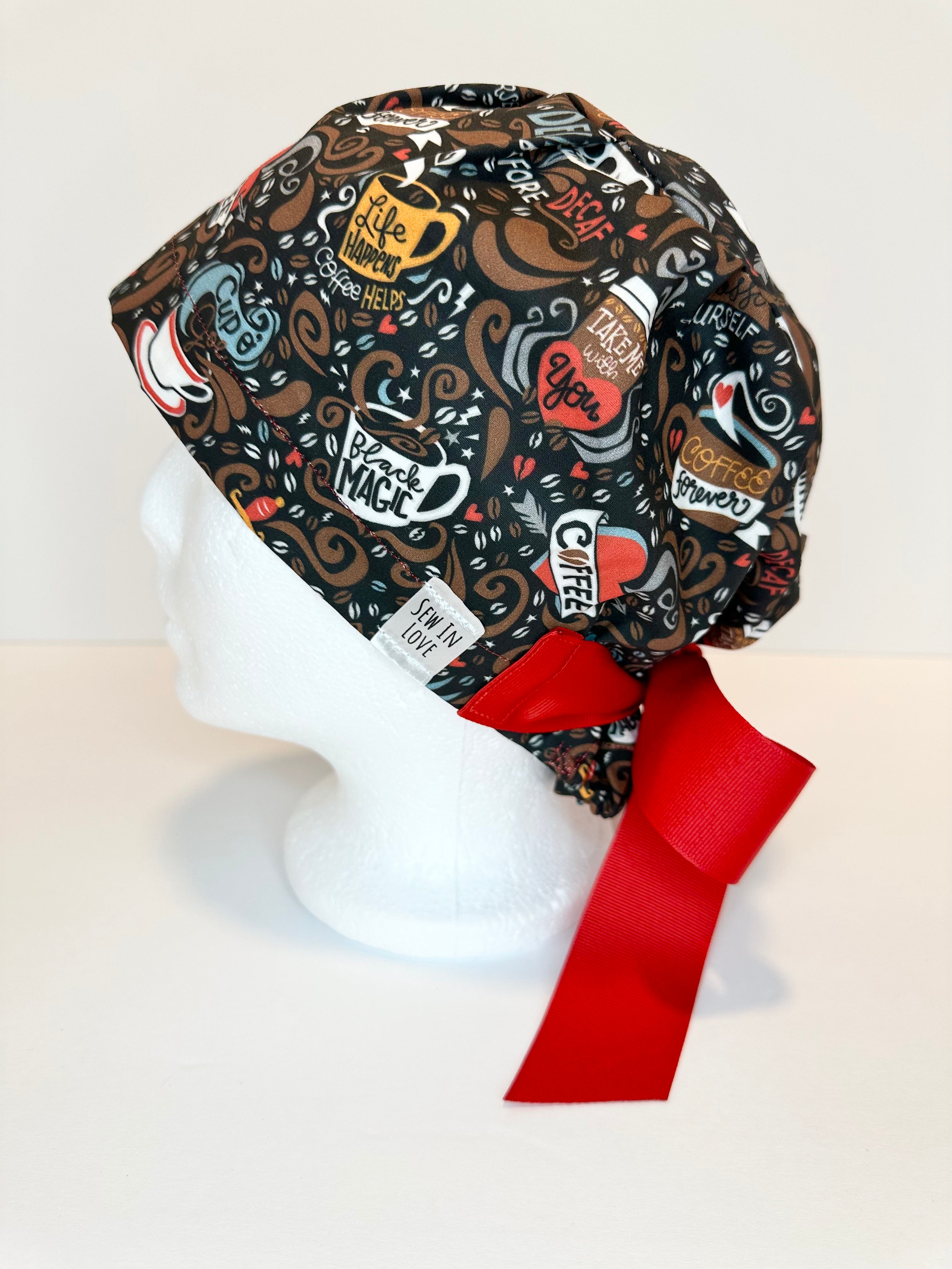 NOT LINED- Coffee Lovers: Euro-Style Scrub Cap