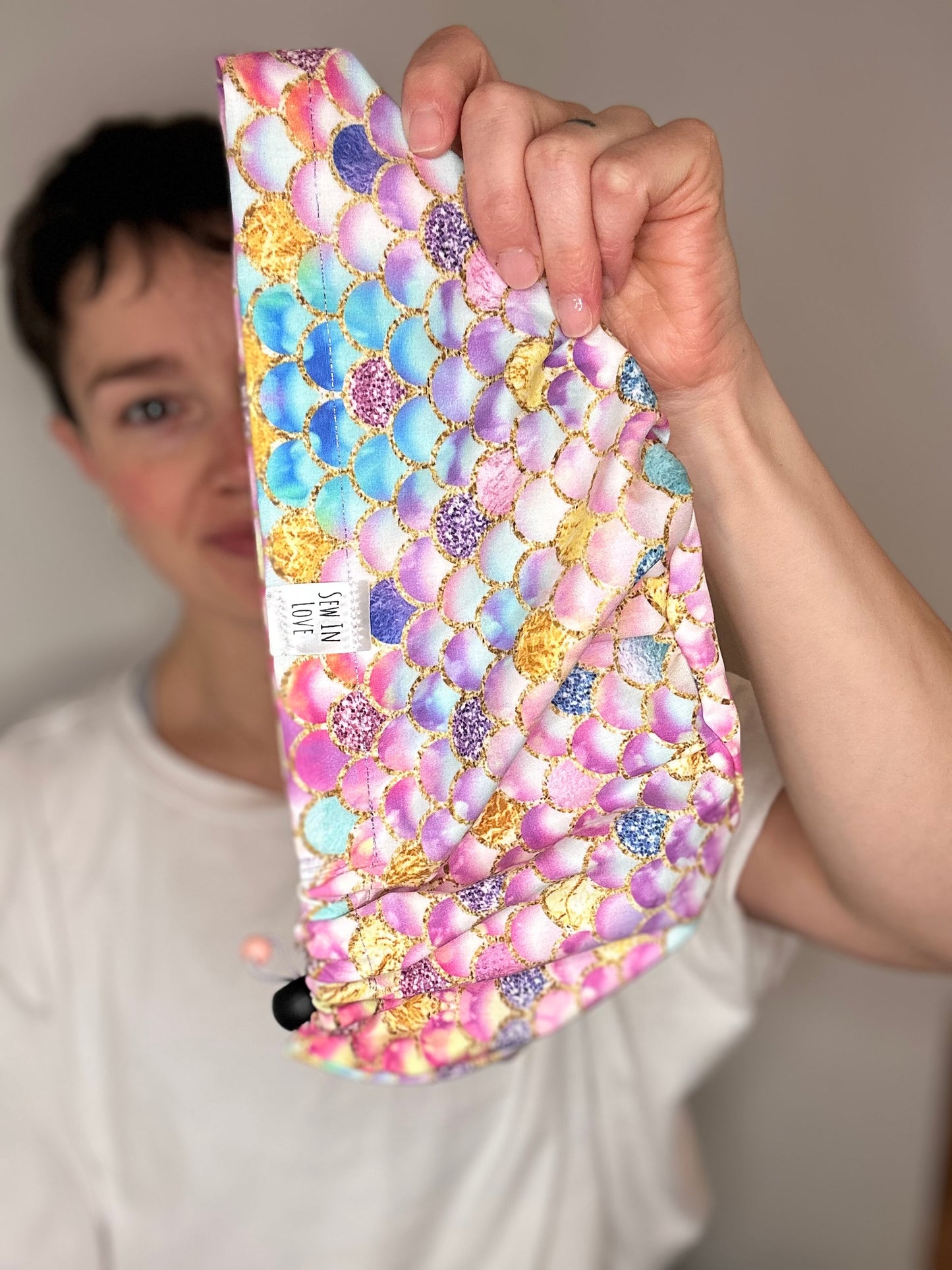 Toggle Back- Sparkly Mermaid: Euro-Style Scrub Cap
