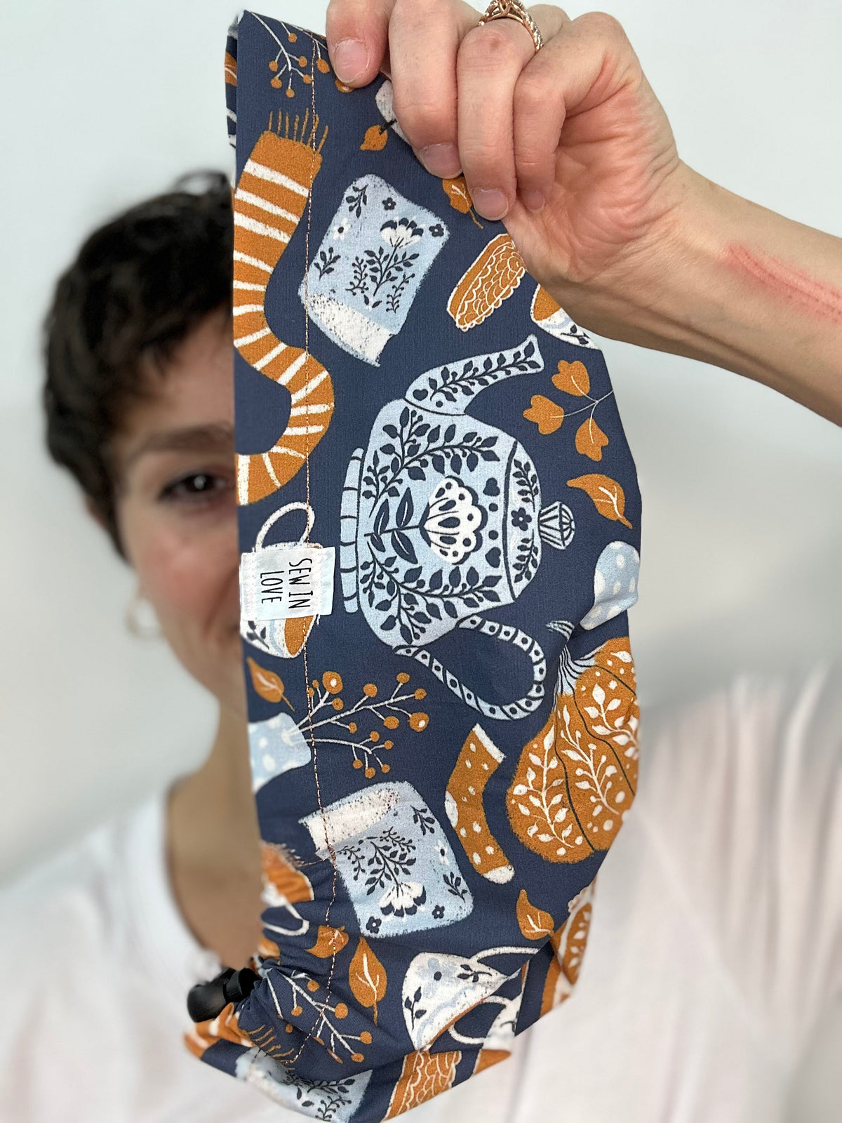 Toggle Back- Autumn Tea Party: Euro-Style Scrub Cap