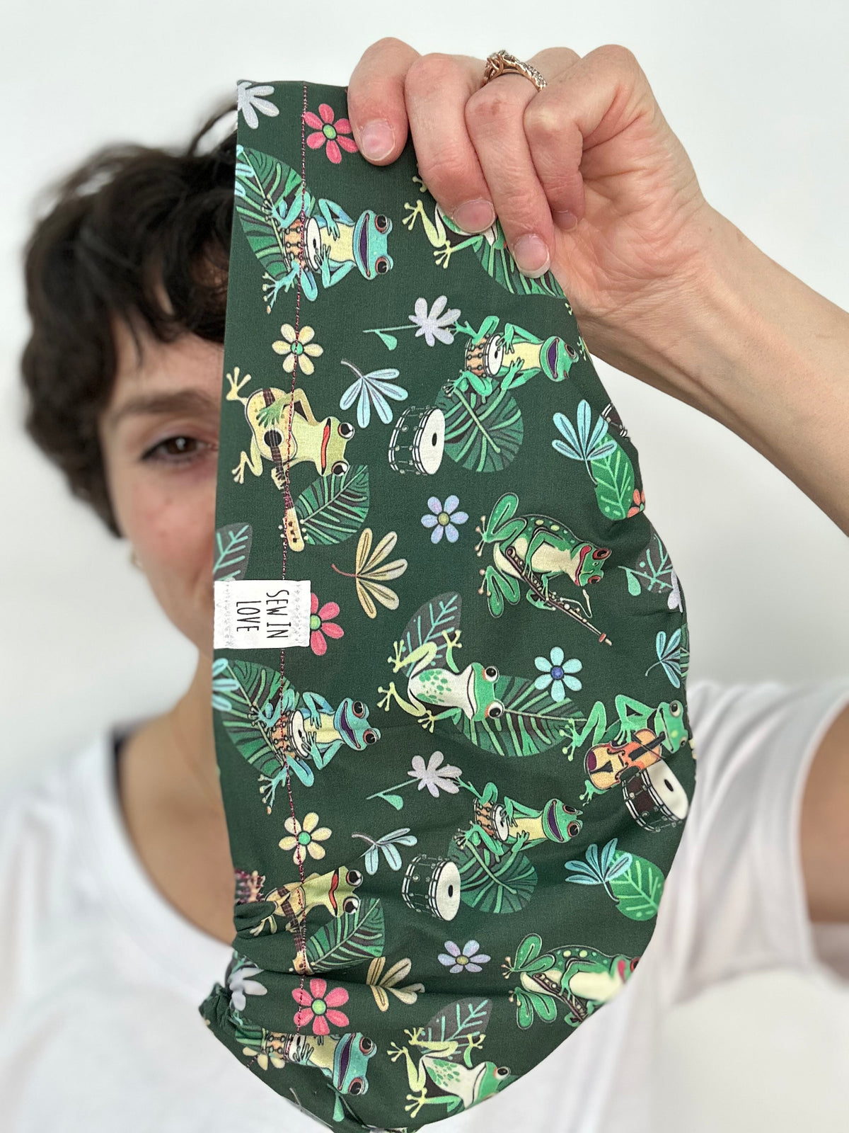 Toggle Back- Musical Frogs: Euro-Style Scrub Cap
