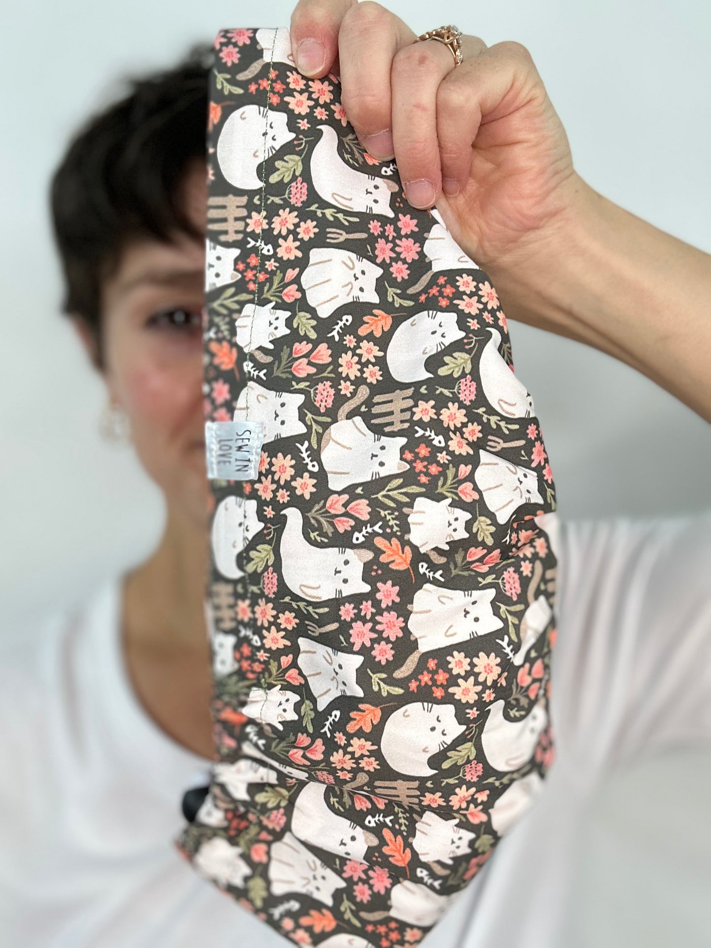 Toggle Back- Ghost Kitties: Euro-Style Scrub Cap