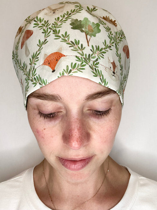 Toggle Back- Woodland Laurel: Euro-Style Scrub Cap