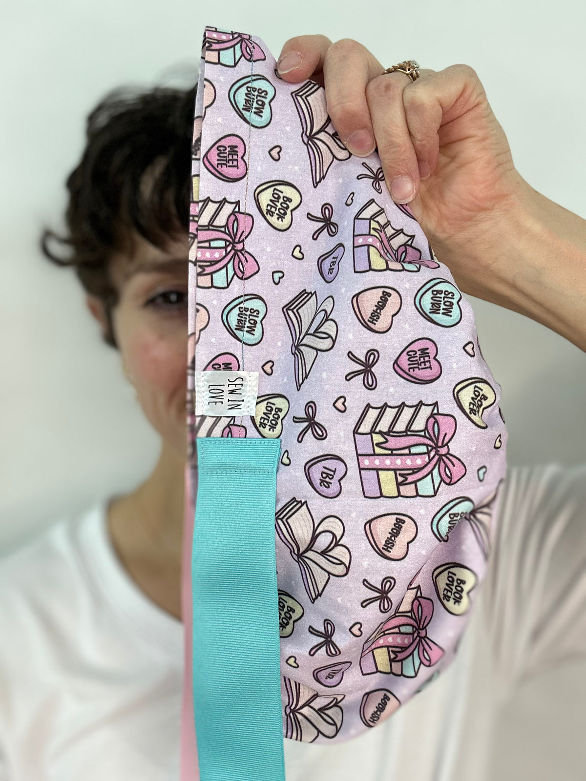 Ribbon Back- Book Lovers (Mismatched Ribbons): Euro-Style Scrub Cap