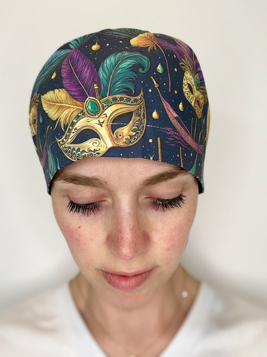 Toggle Back- Mardi Gras at Night: Euro-Style Scrub Cap