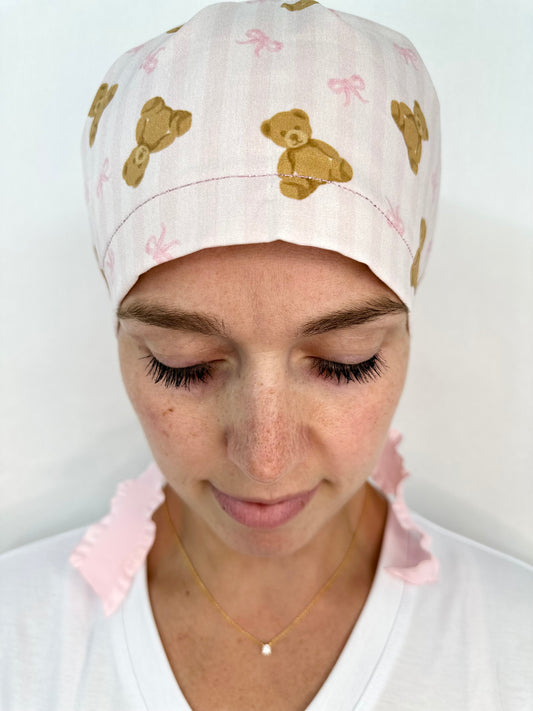 Ribbon Back-Teddy Bears and Bows: Euro-Style Scrub Cap