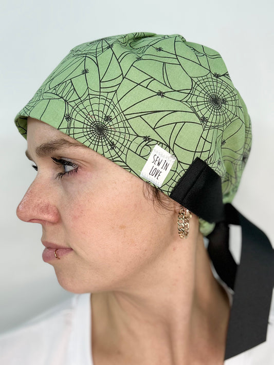 Ribbon Back- Spiderwebs: Euro-Style Scrub Cap