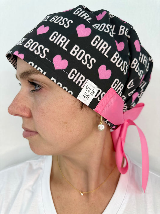 Ribbon Back-Girl Boss: Euro-Style Scrub Cap