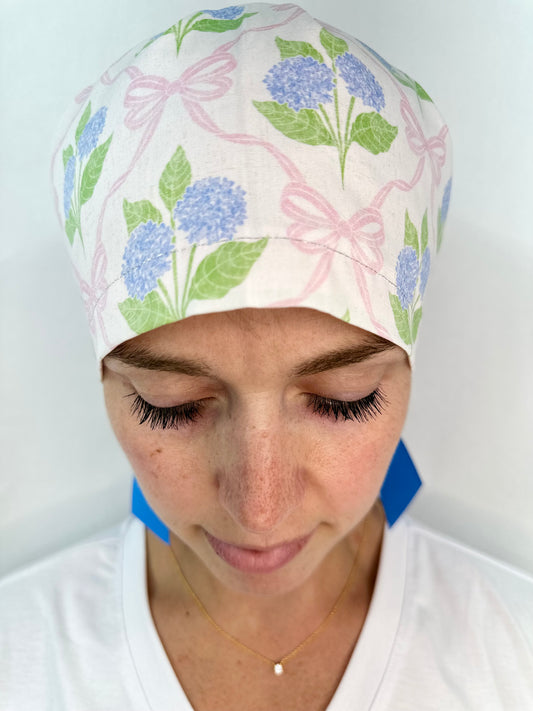 Ribbon Back-Hydrangea Trellis: Euro-Style Scrub Cap