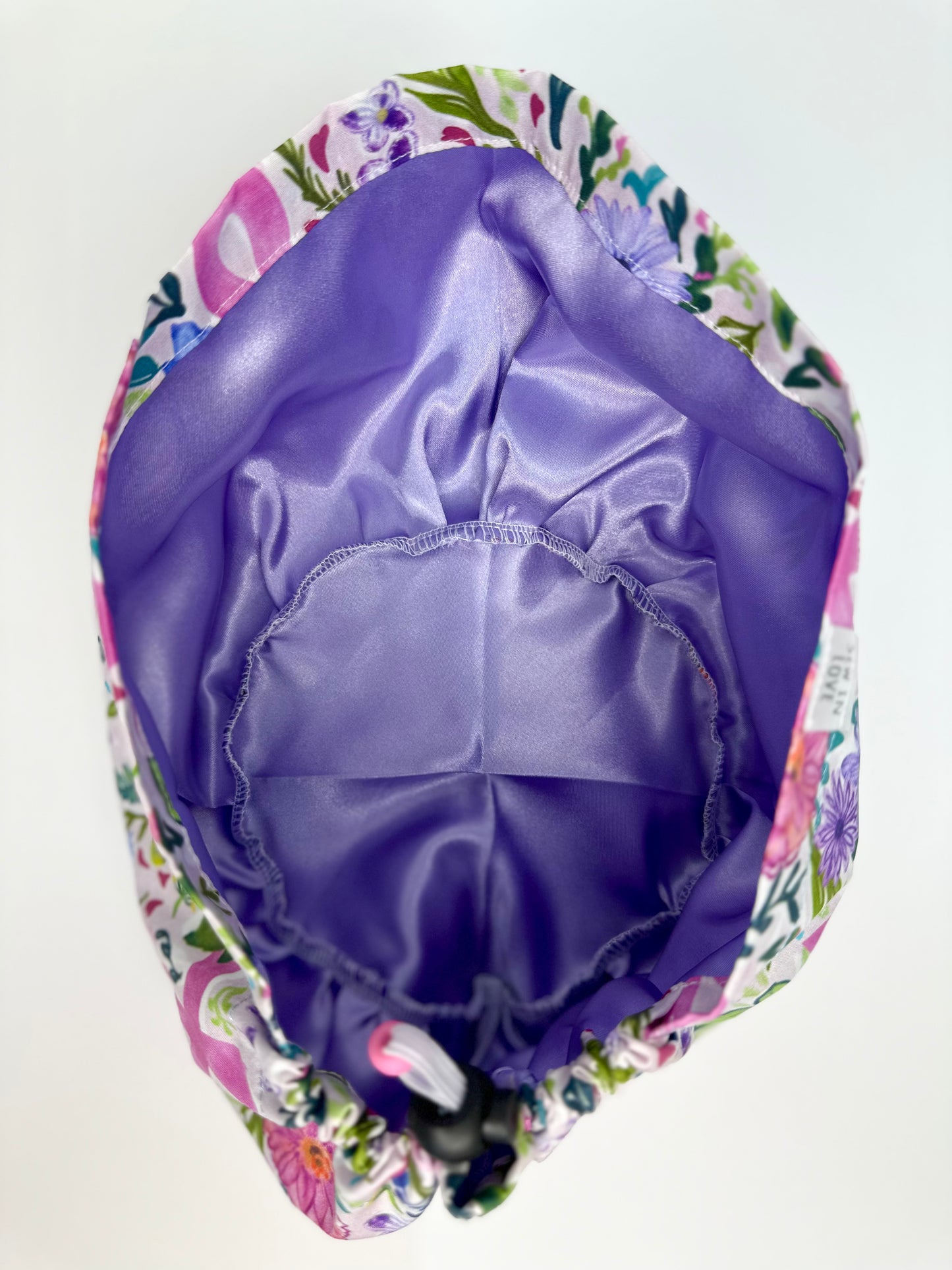 *Toggle Back* SATIN LINED- Breast Cancer and Birds: Euro-Style Scrub Cap