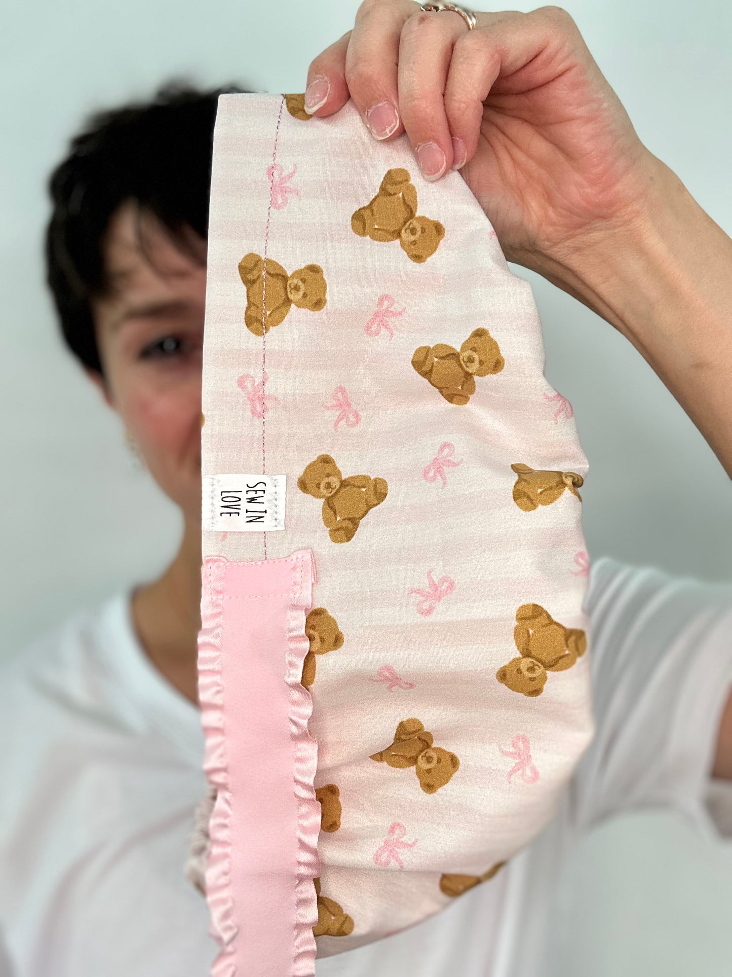 Ribbon Back-Teddy Bears and Bows: Euro-Style Scrub Cap