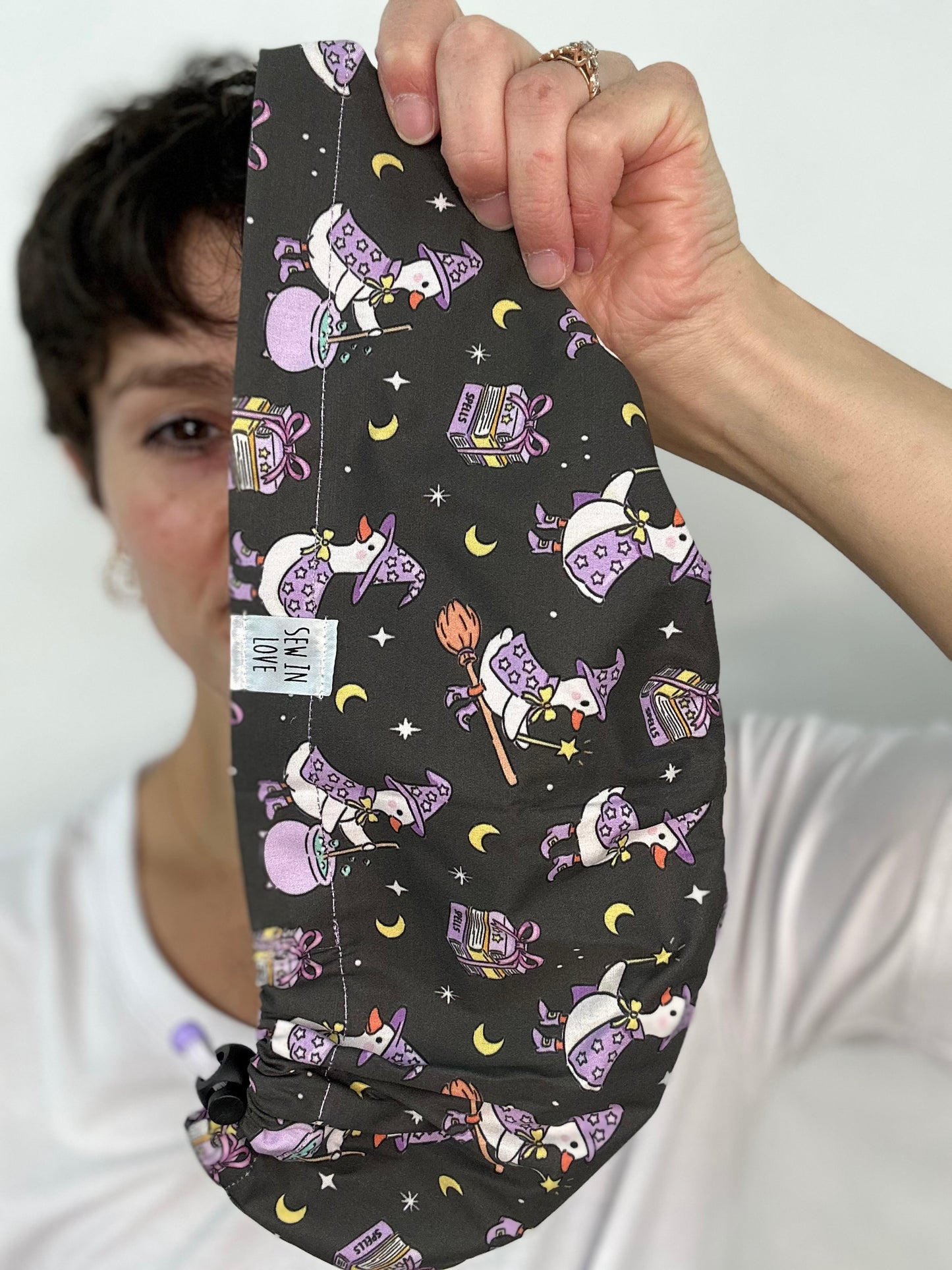 Toggle Back- Witchy Silly Goose: Euro-Style Scrub Cap