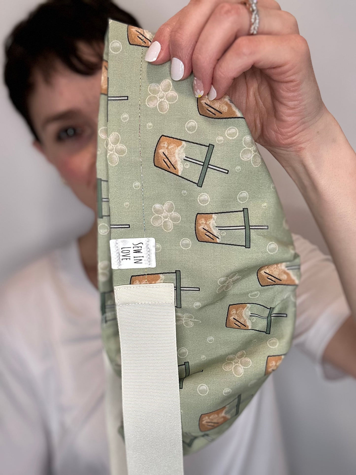 Ribbon Back- Iced Coffee: Euro-Style Scrub Cap