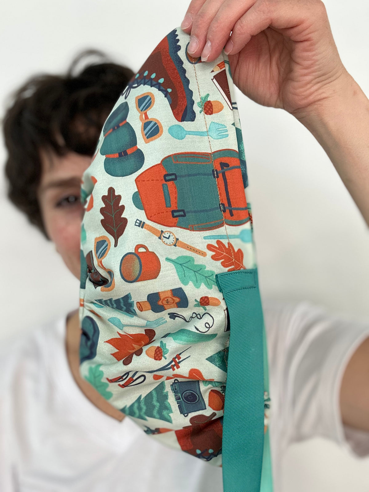 Ribbon Back- Take a Hike (Mismatched Ribbons): Euro-Style Scrub Cap