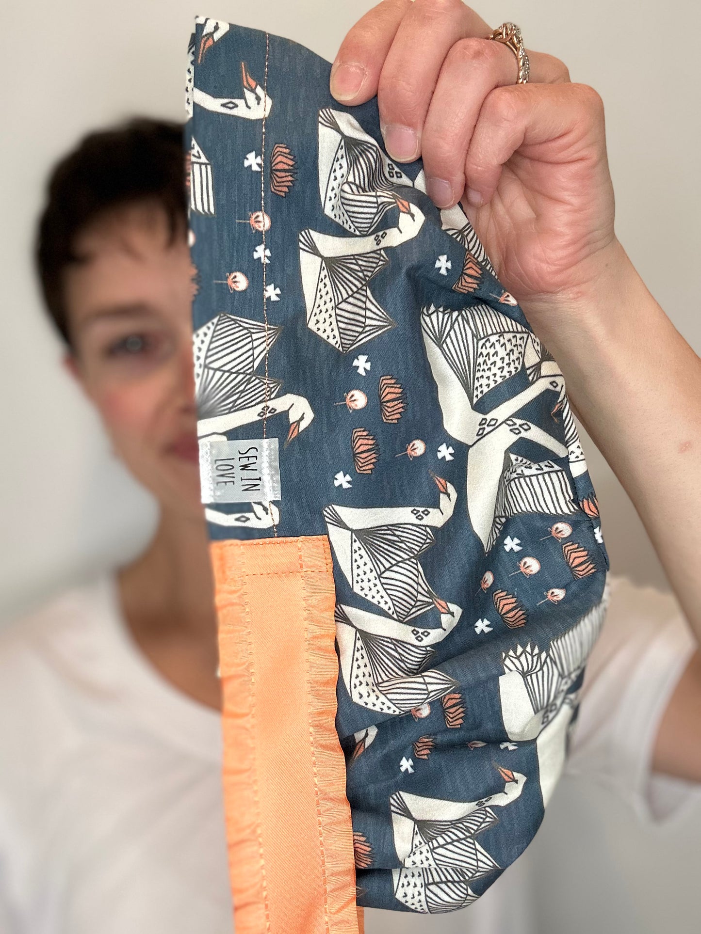 Ribbon Back-Origami Swans: Euro-Style Scrub Cap