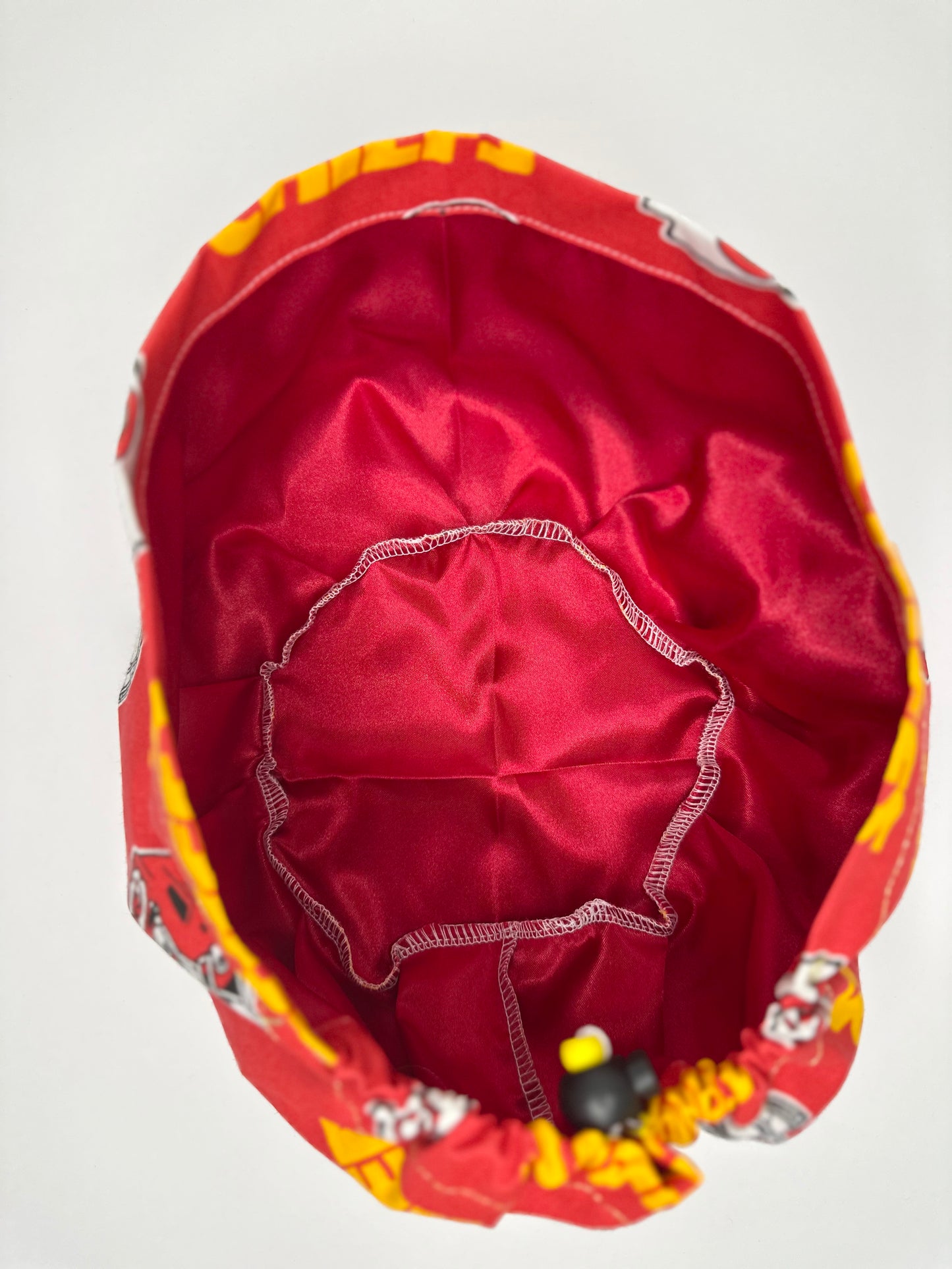 *Toggle Back* SATIN LINED- Go Chiefs: Euro-Style Scrub Cap