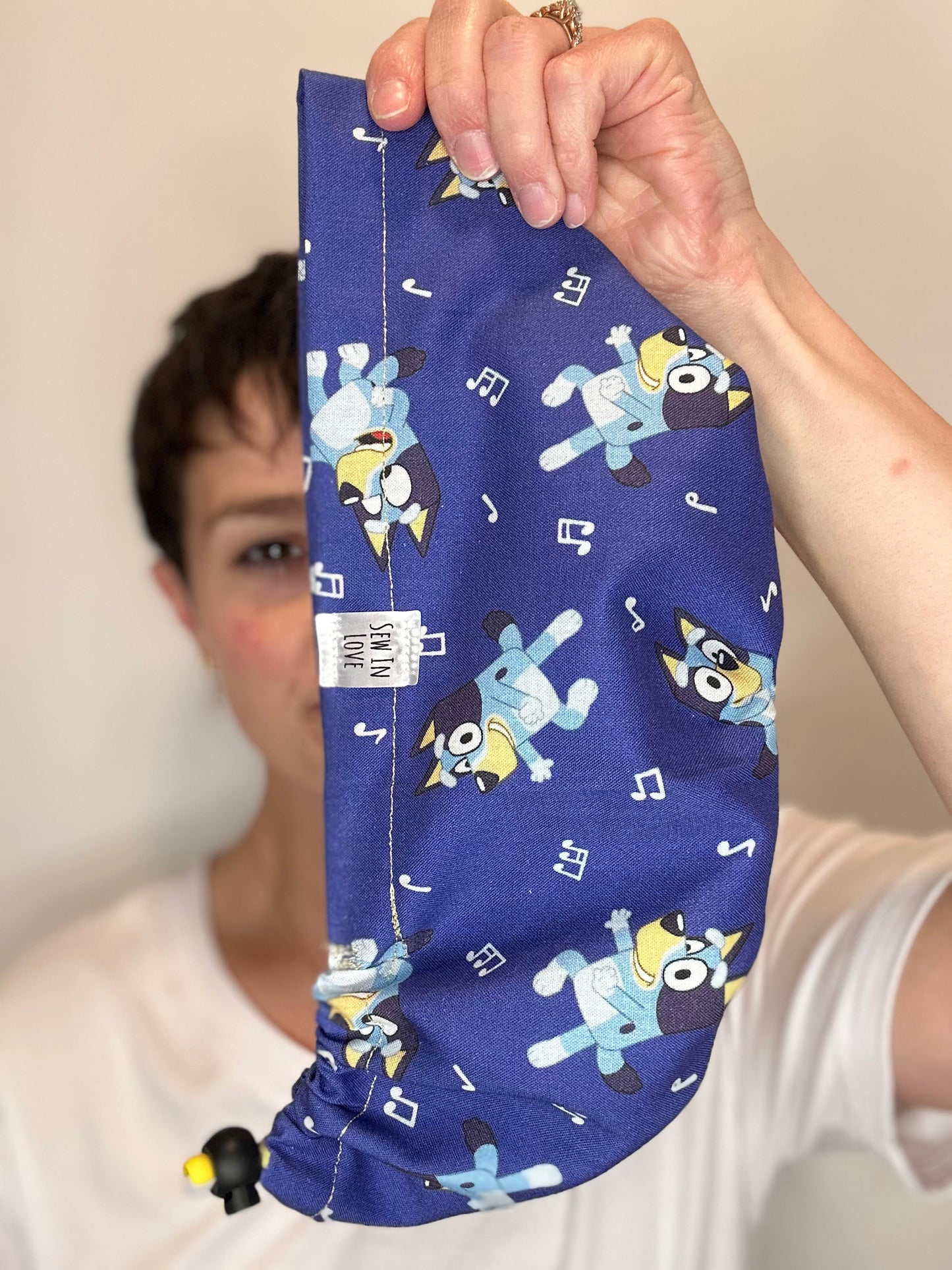 Toggle Back- Musical Bluey: Euro-Style Scrub Cap