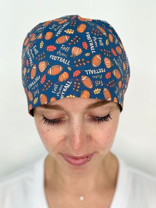 Toggle Back- Fall Means Football: Euro-Style Scrub Cap