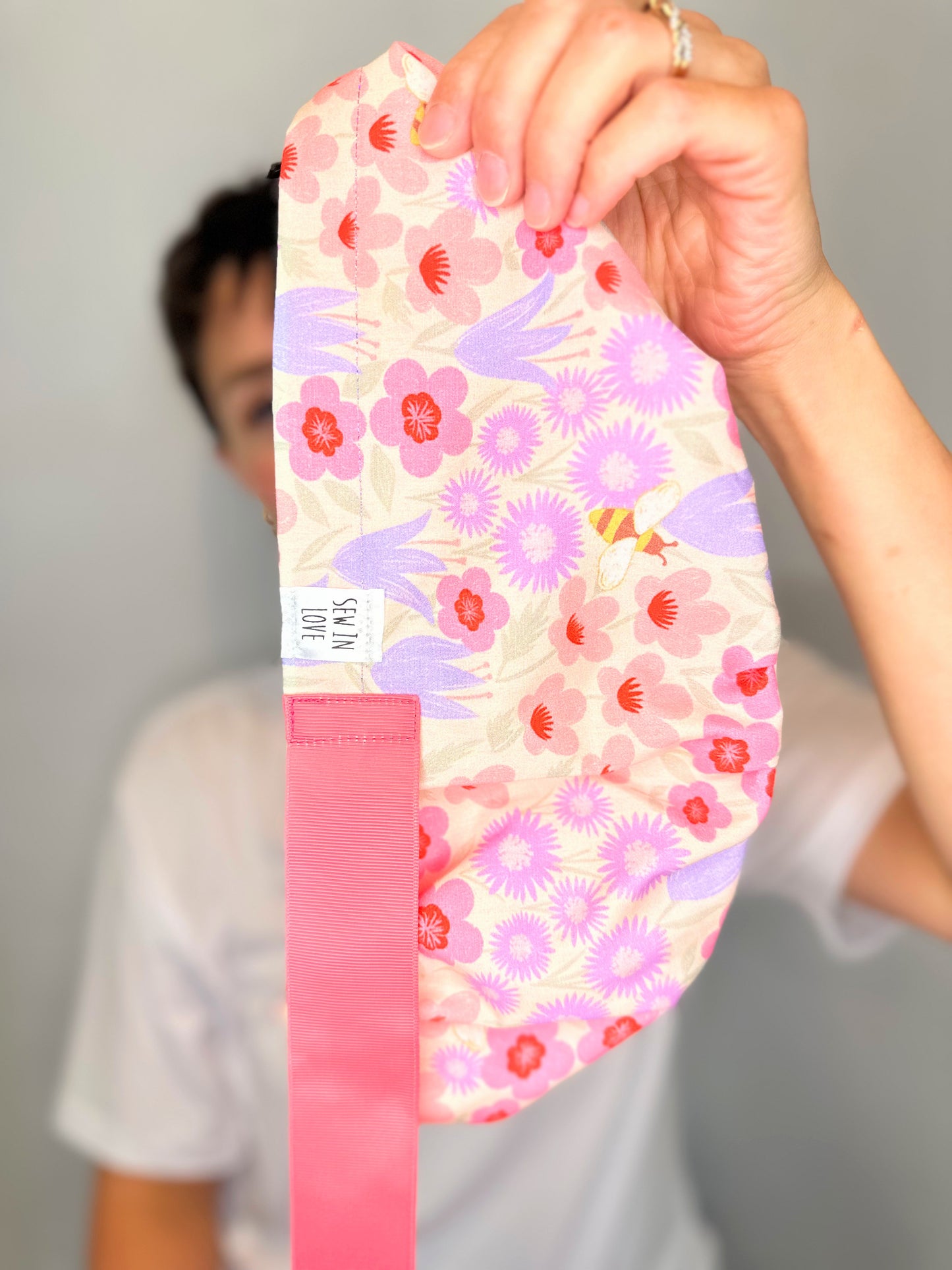 Ribbon Back- Pollinator Garden (Mismatched Ribbons): Euro-Style Scrub Cap