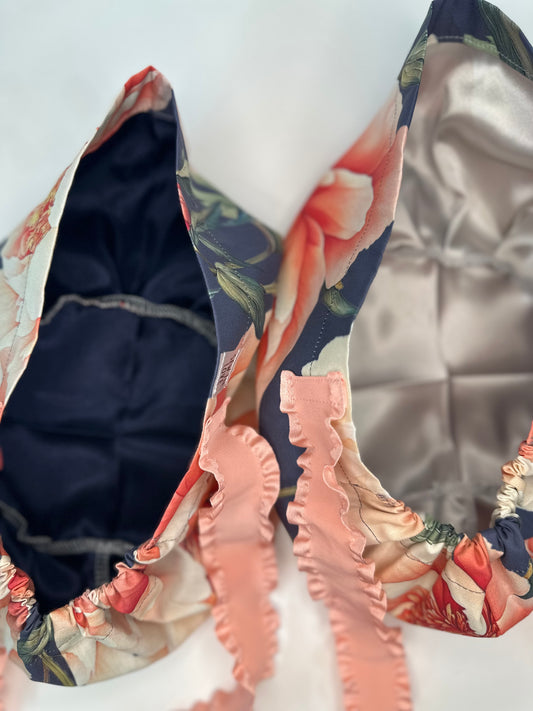 Ribbon Back-Romantic Peonies: Euro-Style Scrub Cap