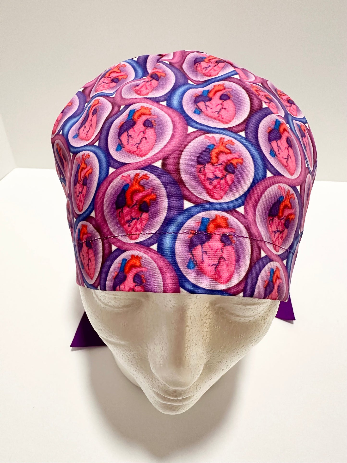 SATIN LINED- Electric Hearts: Euro-Style Scrub Cap