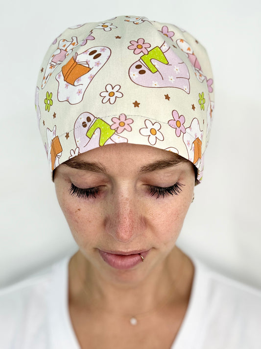 Toggle Back- BOOOk Lovers: Euro-Style Scrub Cap