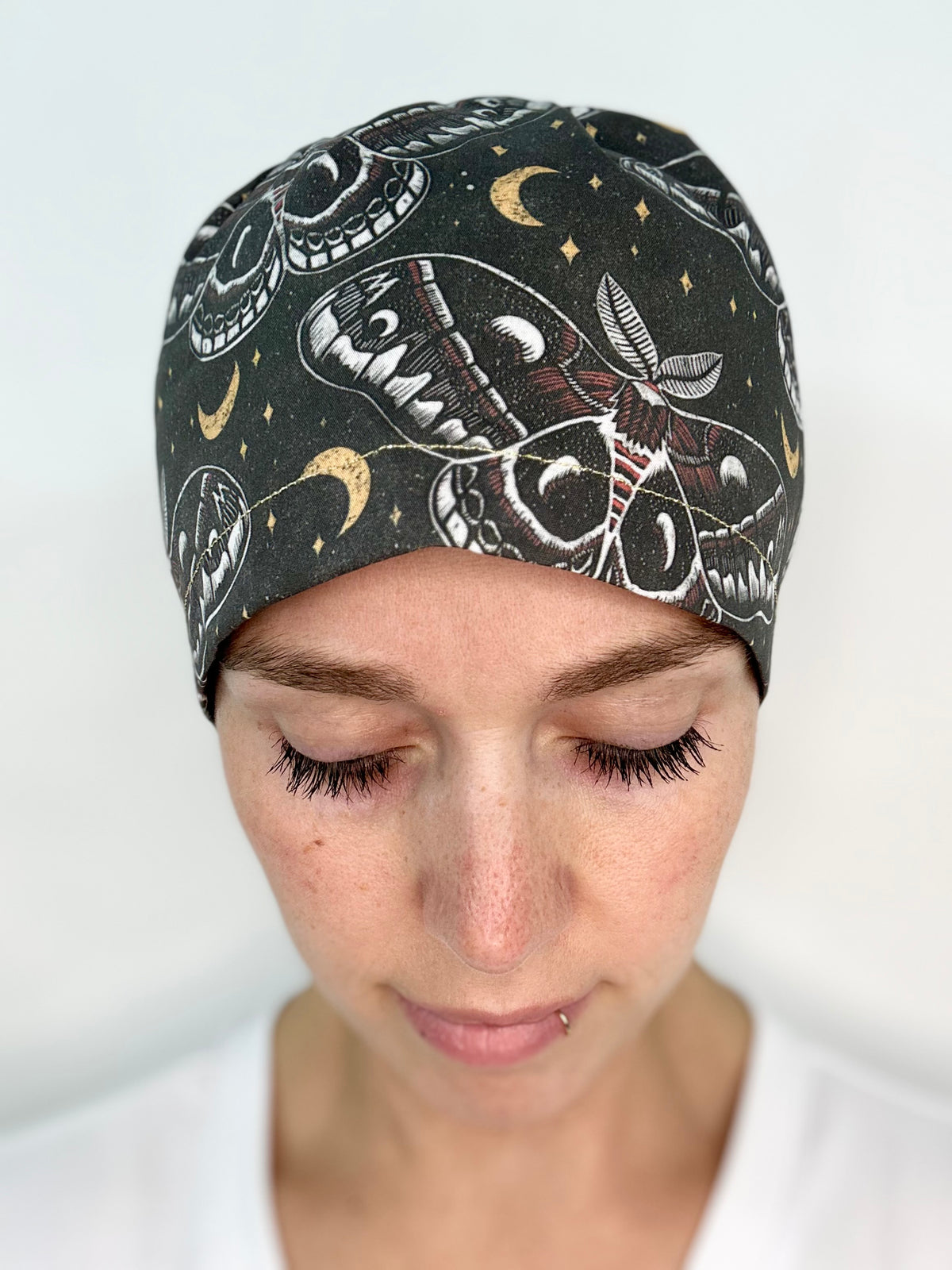 Toggle Back- Celestial Moths: Euro-Style Scrub Cap