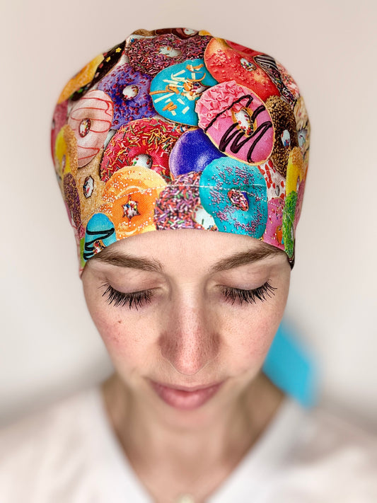 Ribbon Back- Donut Happiness: Euro-Style Scrub Cap