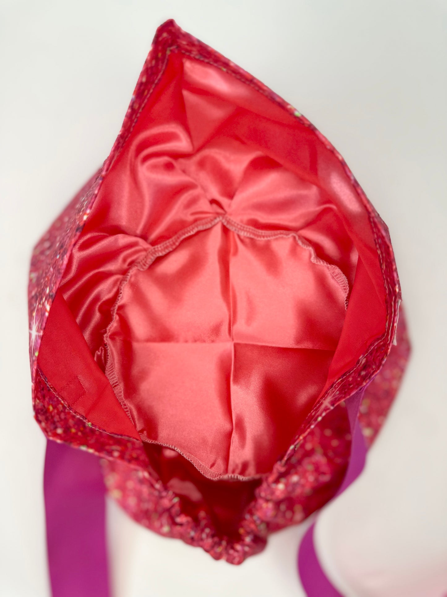 Ribbon Back-Faux Sparkly Fuschia: Euro-Style Scrub Cap