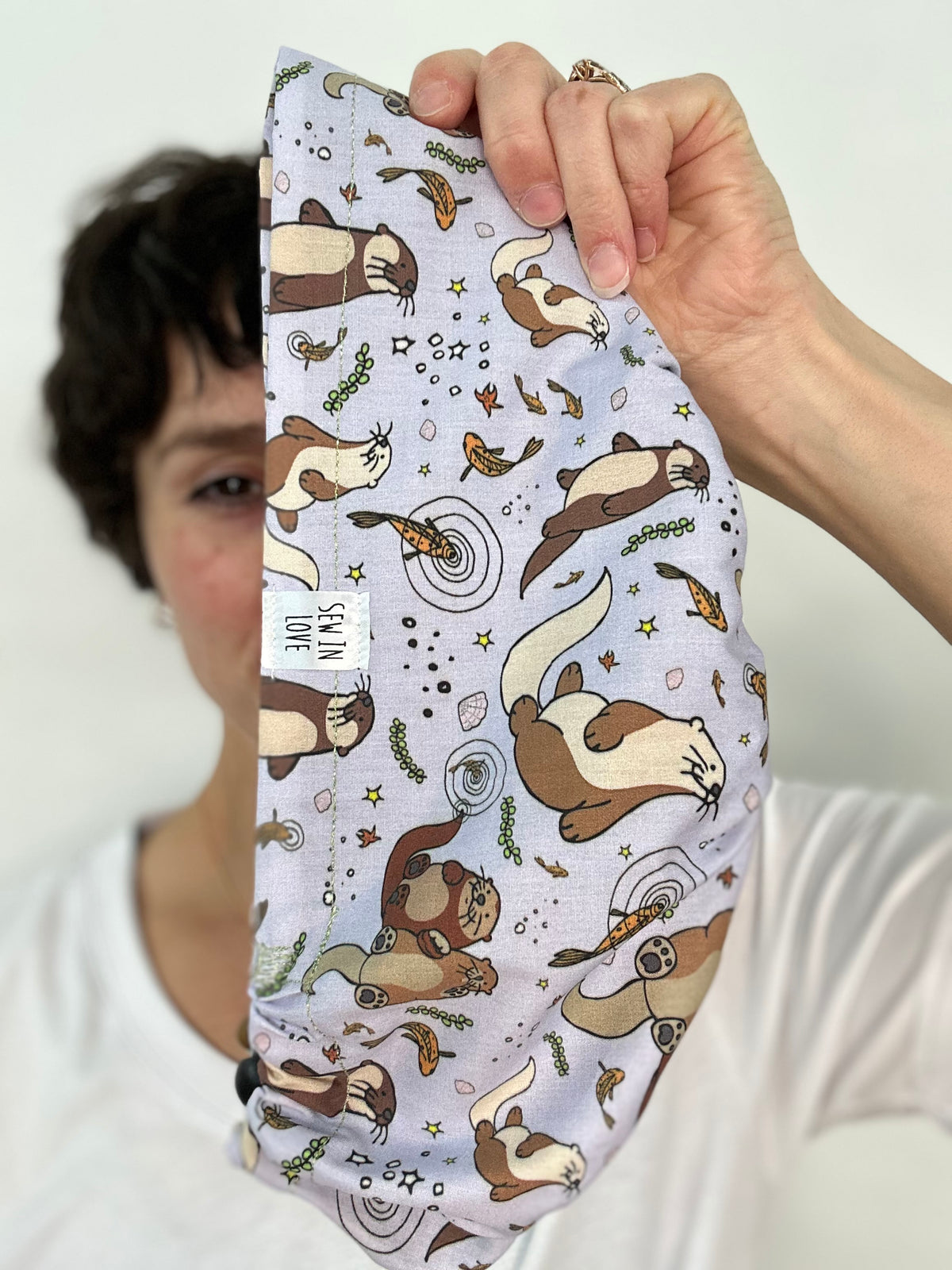Toggle Back- Cuddly Otters: Euro-Style Scrub Cap