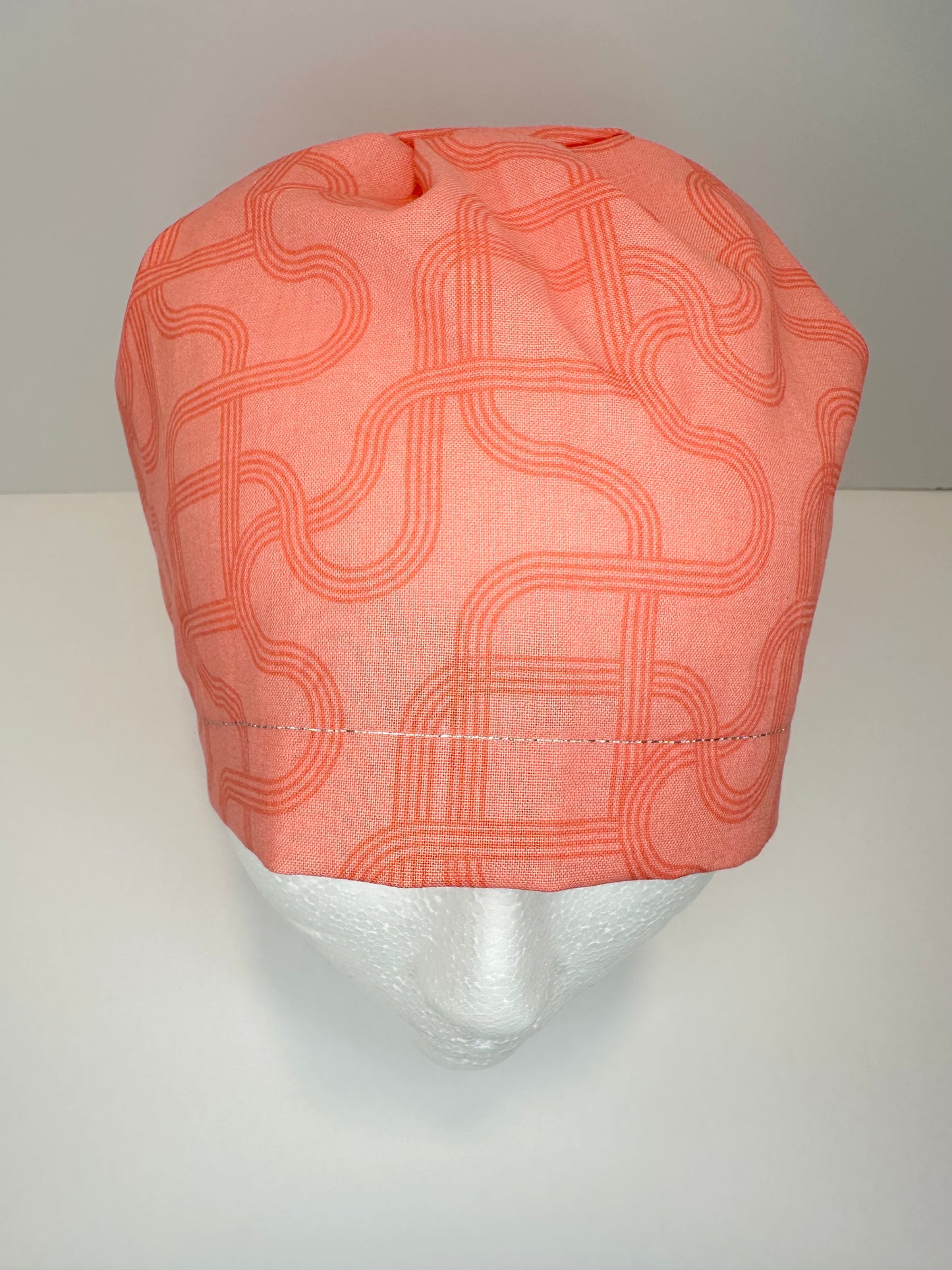 *Toggle Back* SATIN LINED- Geometric Pipes: Euro-Style Scrub Cap