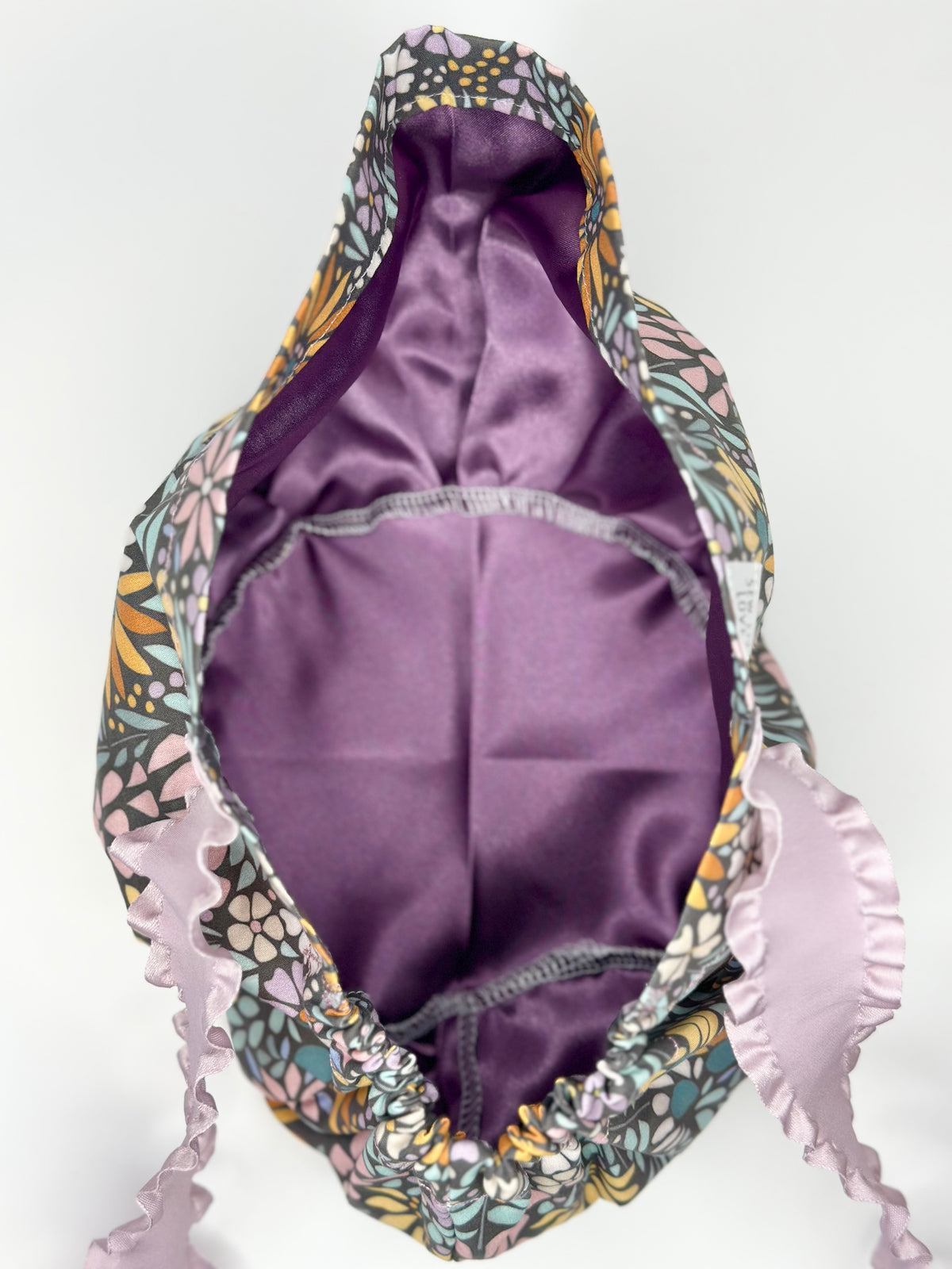 Ribbon Back- Floral Mosaic: Euro-Style Scrub Cap