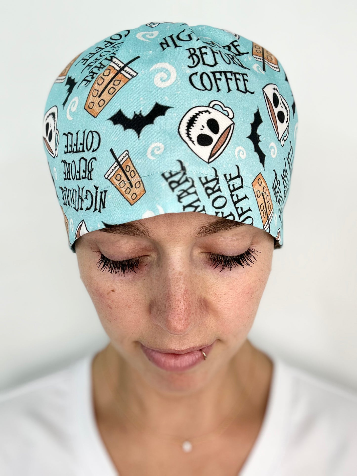 Toggle Back- Nightmare Before Coffee: Euro-Style Scrub Cap