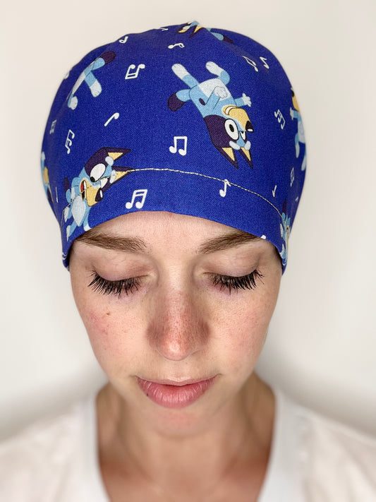 Toggle Back- Musical Bluey: Euro-Style Scrub Cap