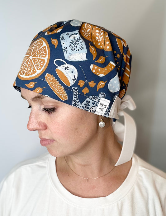 SATIN LINED- Cozy Autumn: Euro-Style Scrub Cap