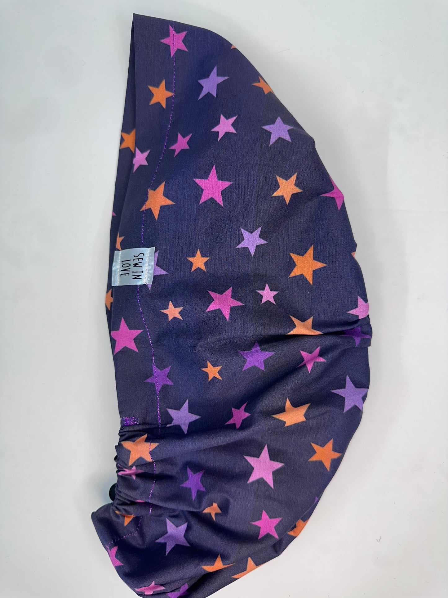 Toggle Back- Halloween Stars (Minor Fabric Flaw): Euro-Style Scrub Cap