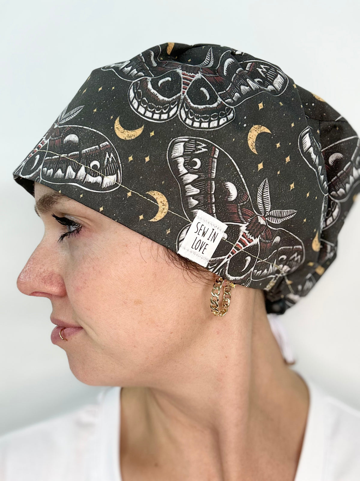 Toggle Back- Celestial Moths: Euro-Style Scrub Cap