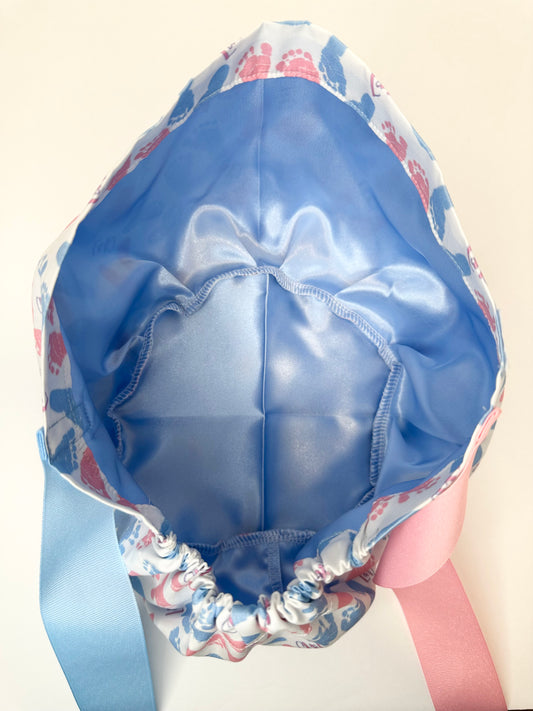 SATIN LINED- L&D Footprints: Euro-Style Scrub Cap