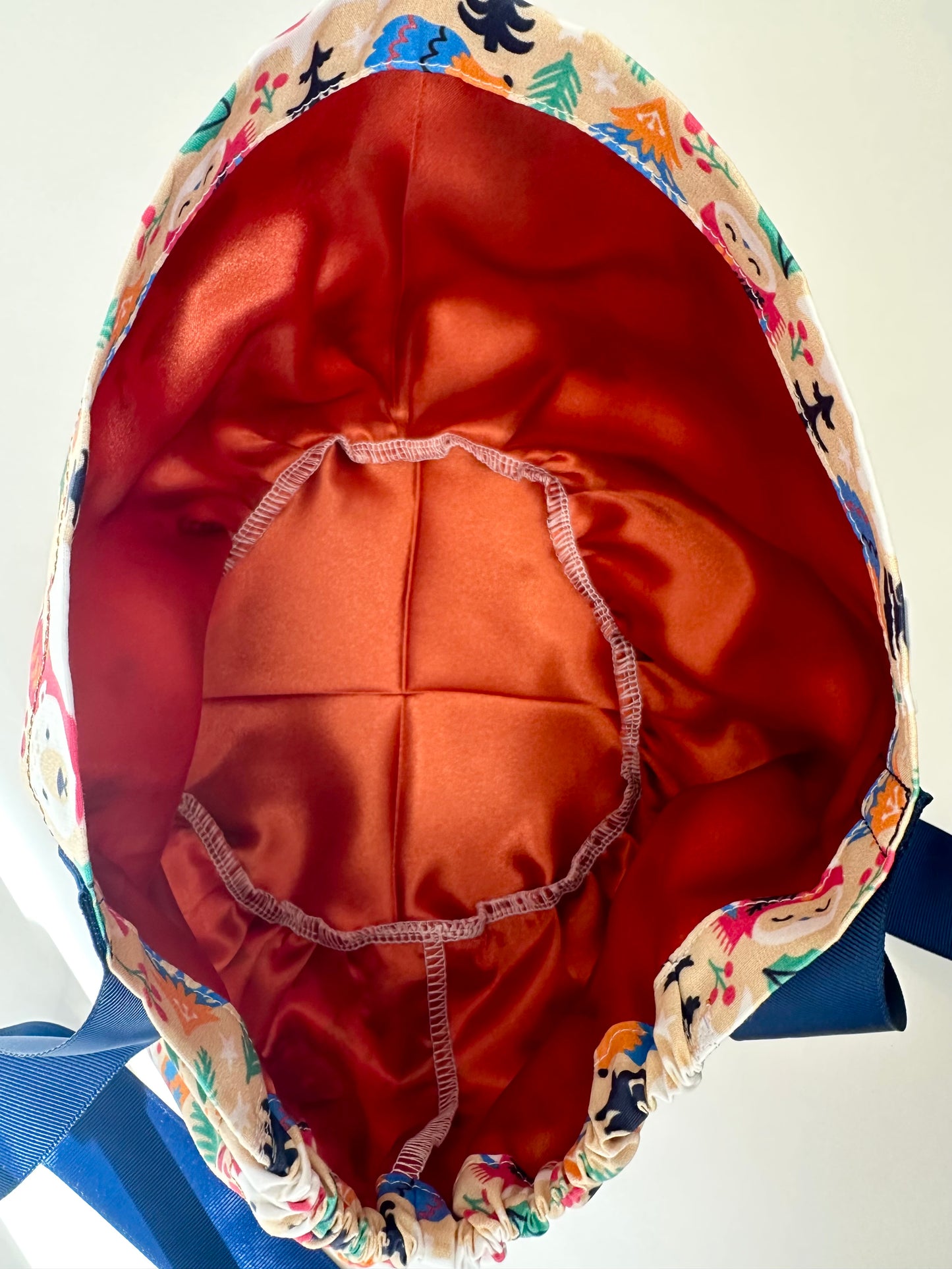 Ribbon Back- Woodland Animals: Euro-Style Scrub Cap