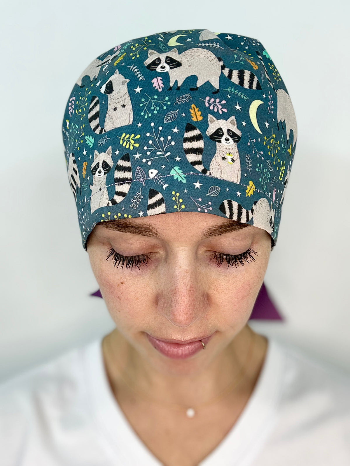 Ribbon Back- Ornery Racoons: Euro-Style Scrub Cap