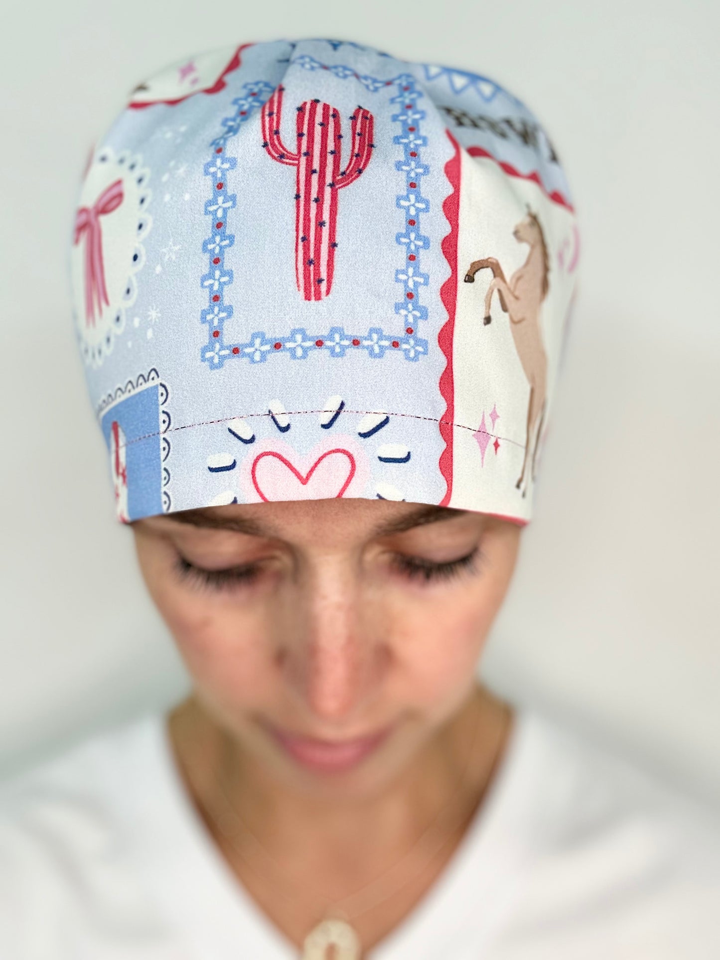 Toggle Back - Cowgirl Postage: Euro-Style Scrub Cap