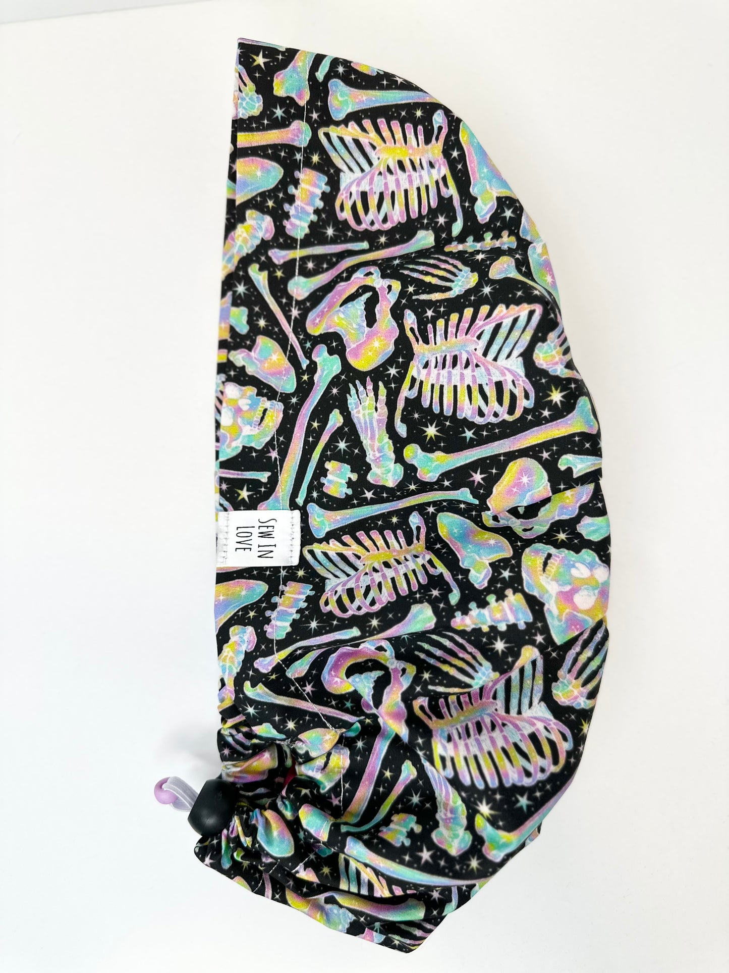 Toggle Back- Neon Bones: Euro-Style Scrub Cap