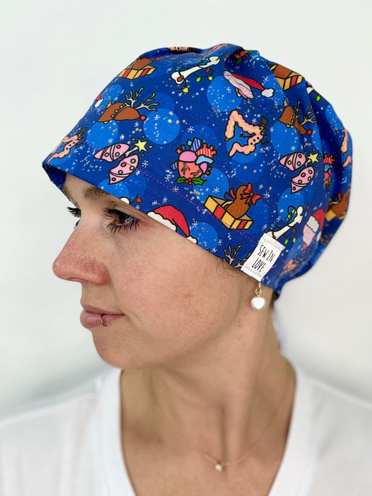 Toggle Back- Surgical Christmas: Euro-Style Scrub Cap